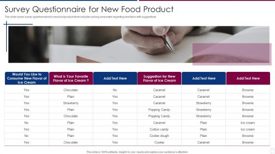 Survey Questionnaire For New Food Product