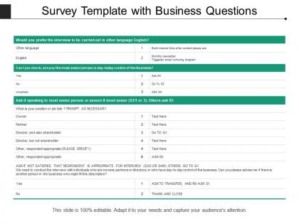 Survey template with business questions
