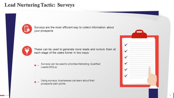 Surveys As A Lead Nurturing Tactics Training Ppt