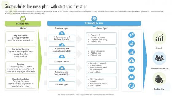 Sustainability Business Plan With Strategic Direction Global Green Technology And Sustainability
