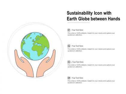 Sustainability icon with earth globe between hands