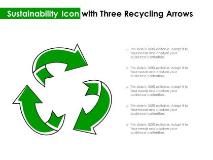 Sustainability icon with three recycling arrows
