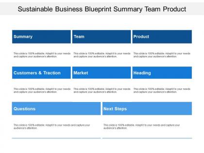 Sustainable business blueprint summary team product