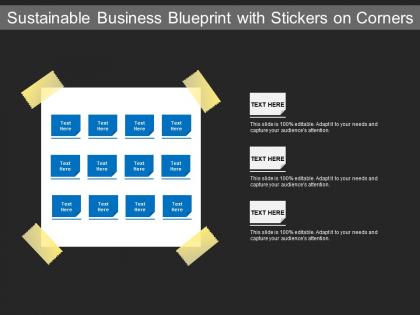 Sustainable business blueprint with stickers on corners