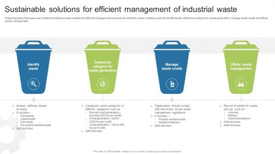 Sustainable Solutions For Efficient Management Of Industrial Waste