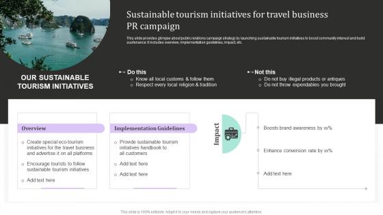 Sustainable Tourism Initiatives For Travel New And Effective Guidelines For Tourist Strategy SS V