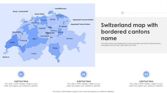 Switzerland Map With Bordered Cantons Name