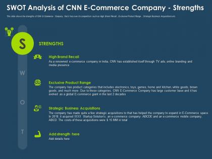 Swot analysis of cnn e commerce company strengths ppt ideas