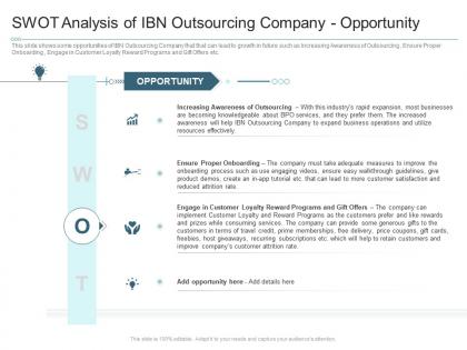 Swot analysis of ibn outsourcing company opportunity reasons high customer attrition rate