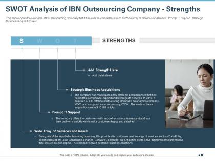 Swot analysis of ibn outsourcing company strengths ppt ideas gridlines