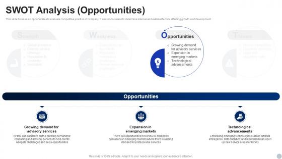 SWOT Analysis Opportunities KPMG Company Profile Ppt Pictures CP SS