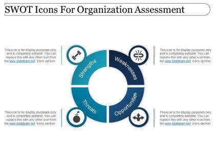 Swot icons for organization assessment powerpoint images
