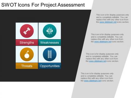 Swot icons for project assessment powerpoint layout