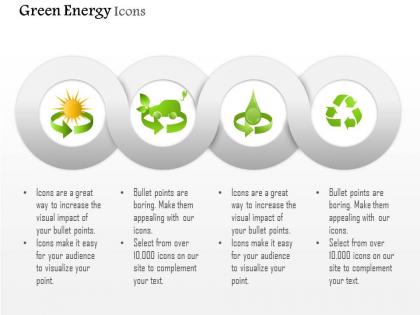 Symbols for green energy production from sun water and waste editable icons