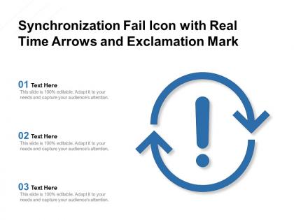 Synchronization fail icon with real time arrows and exclamation mark