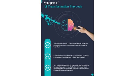 Synopsis Of AI Transformation Playbook One Pager Sample Example Document