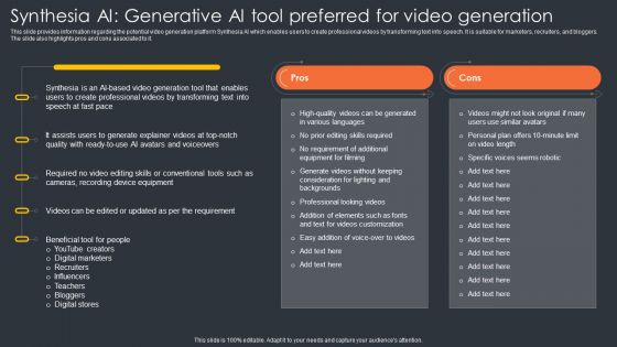 Synthesia Ai Generative Ai Tool Preferred For Video Generation Generative Ai Artificial Intelligence AI SS