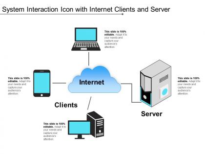 System interaction icon with internet clients and server