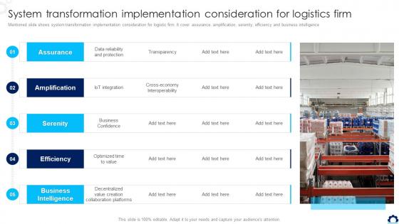 System Transformation Implementation Consideration For Logistics Firm Supply Chain Transformation