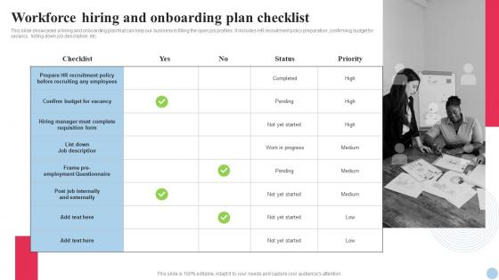 Systematic Planning And Development Workforce Hiring And Onboarding Plan Checklist