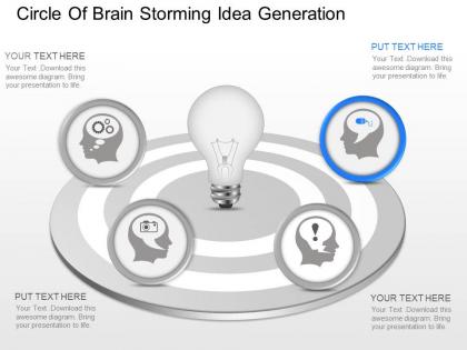 Ta circle of brain storming idea generation powerpoint template slide