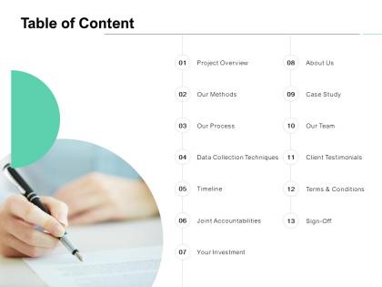 Table of content case study c980 ppt powerpoint presentation icon guide