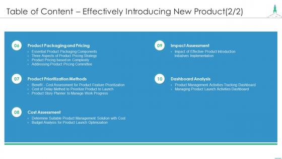 Table of content effectively introducing new product ppt slides files