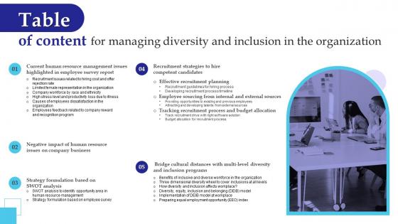 Table Of Content For Managing Diversity And Inclusion In The Organization