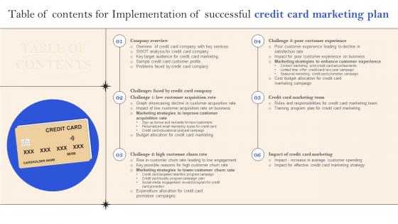 Table Of Content Implementation Of Successful Credit Card Marketing Plan Strategy SS V