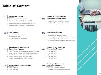 Table of content nominators performance ppt powerpoint presentation file layouts