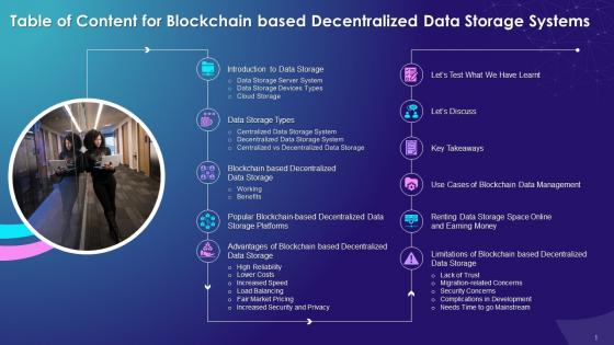 Table Of Content On Blockchain Based Decentralized Data Storage Systems Training Ppt