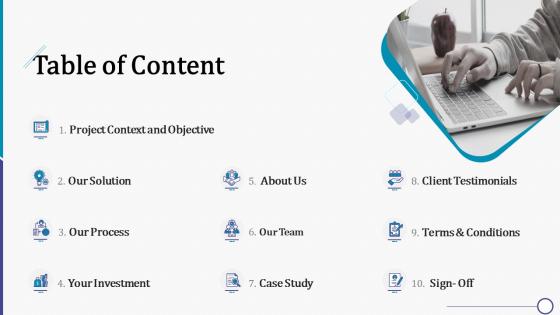 Table of content ppt summary example introduction