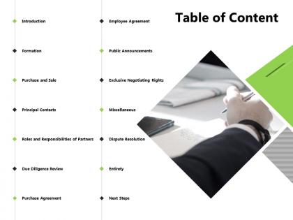Table of content public announcements powerpoint presentation pictures icons