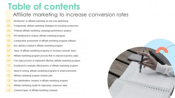 Table Of Contents Affiliate Marketing To Increase Conversion Rates
