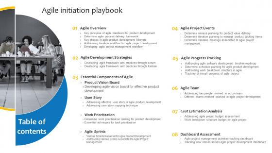 Table Of Contents Agile Initiation Playbook Ppt Tips