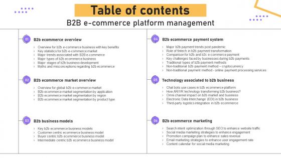 Table Of Contents B2b E Commerce Platform Management