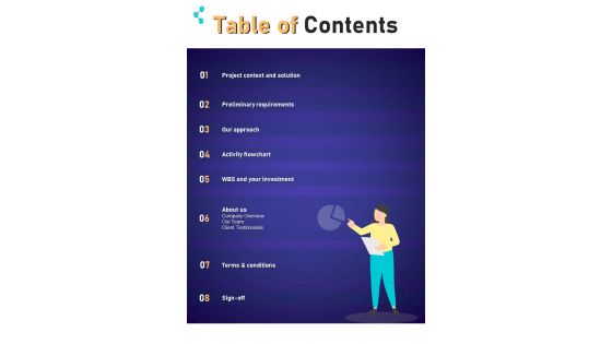 Table Of Contents Big Data Project Proposal One Pager Sample Example Document