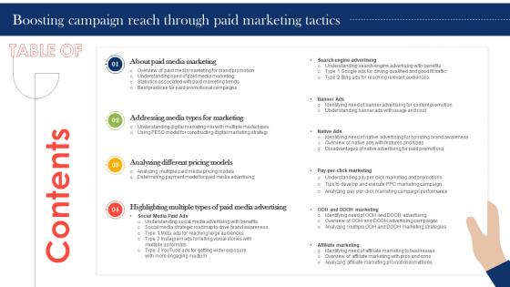 Table Of Contents Boosting Campaign Reach Through Paid Marketing Tactics MKT SS V