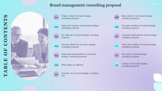 Table Of Contents Brand Management Consulting Proposal Ppt Inspiration