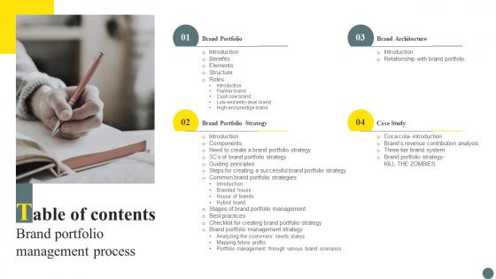 Table Of Contents Brand Portfolio Management Process Ppt Powerpoint Presentation File Example