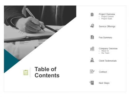 Table of contents company overview ppt powerpoint presentation infographics