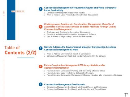 Table of contents construction management strategies for maximizing resource efficiency