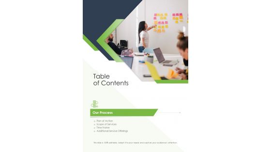Table Of Contents Corporate Logo Design Proposal One Pager Sample Example Document