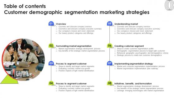 Table Of Contents Customer Demographic Segmentation Marketing Strategies MKT SS V