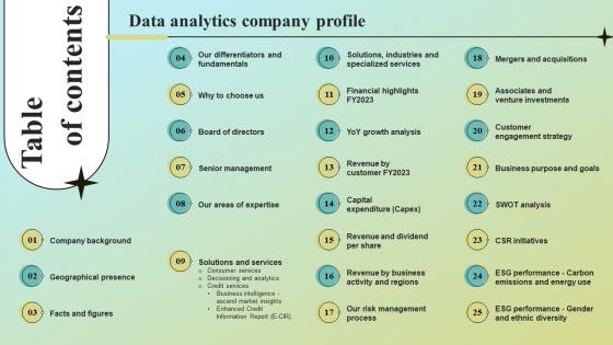 Table Of Contents Data Analytics Company Profile Data Analytics Company Profile CPSSV
