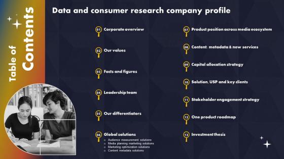 Table Of Contents Data And Consumer Research Company Profile CP SS V
