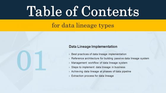 Table Of Contents Data Lineage Types It Ppt Powerpoint Presentation File Deck