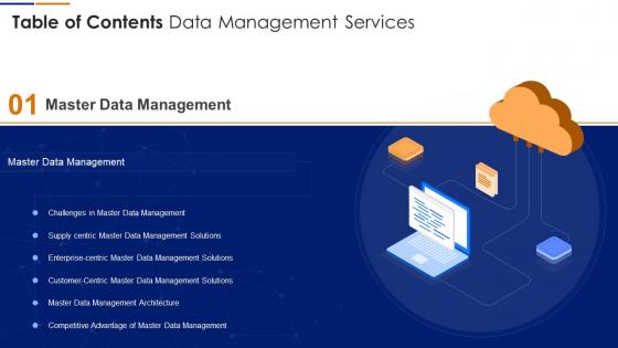 Table Of Contents Data Management Services Slide