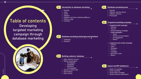 Table Of Contents Developing Targeted Marketing Campaign Through Database MKT SS V