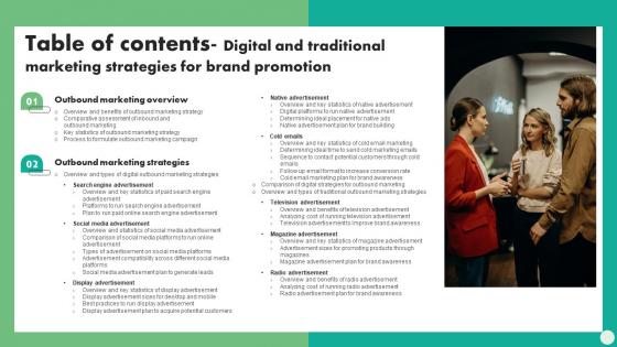 Table Of Contents Digital And Traditional Marketing Strategies For Brand Promotion MKT SS V